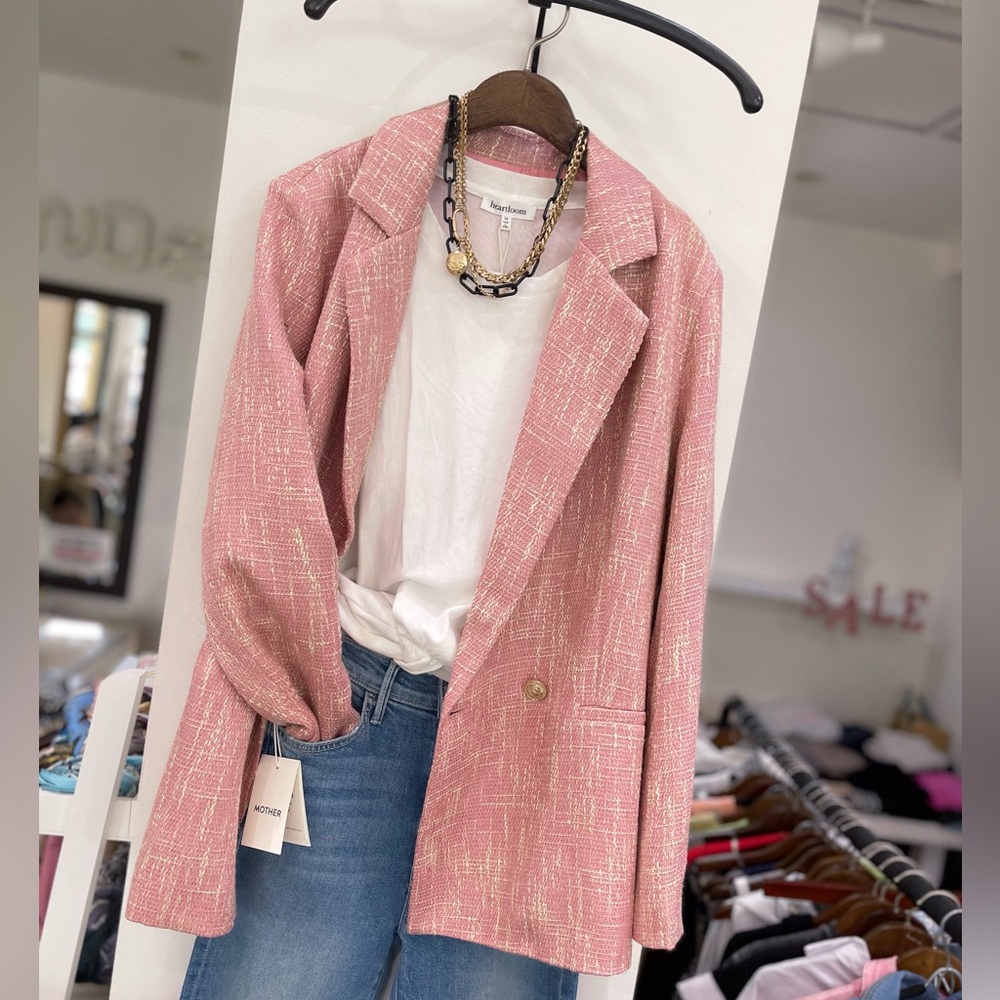 Gold Button Oversized Tweed Jacket - image 1